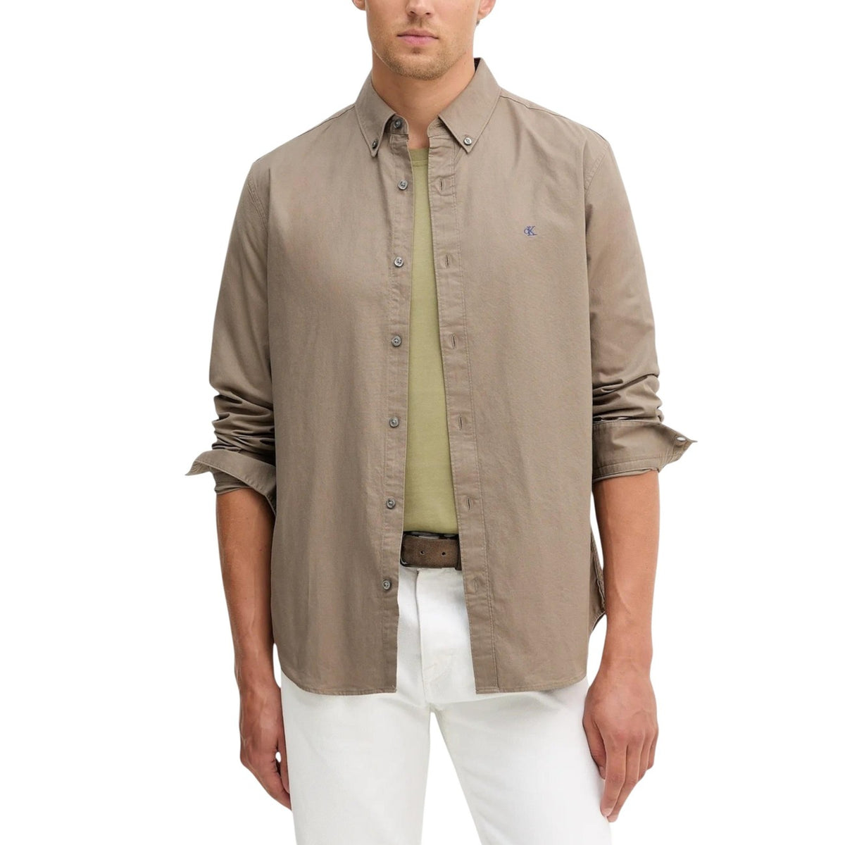 Image 4 : Zoom matière coton élasthanne chemise Calvin Klein Jeans bleu azur — Delvale