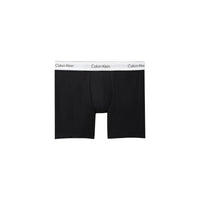 Image 5 : Pack 3 boxers Calvin Klein Underwear homme noirs, ceintures contrastées rose blanc gris, présentation à plat — Delvale
