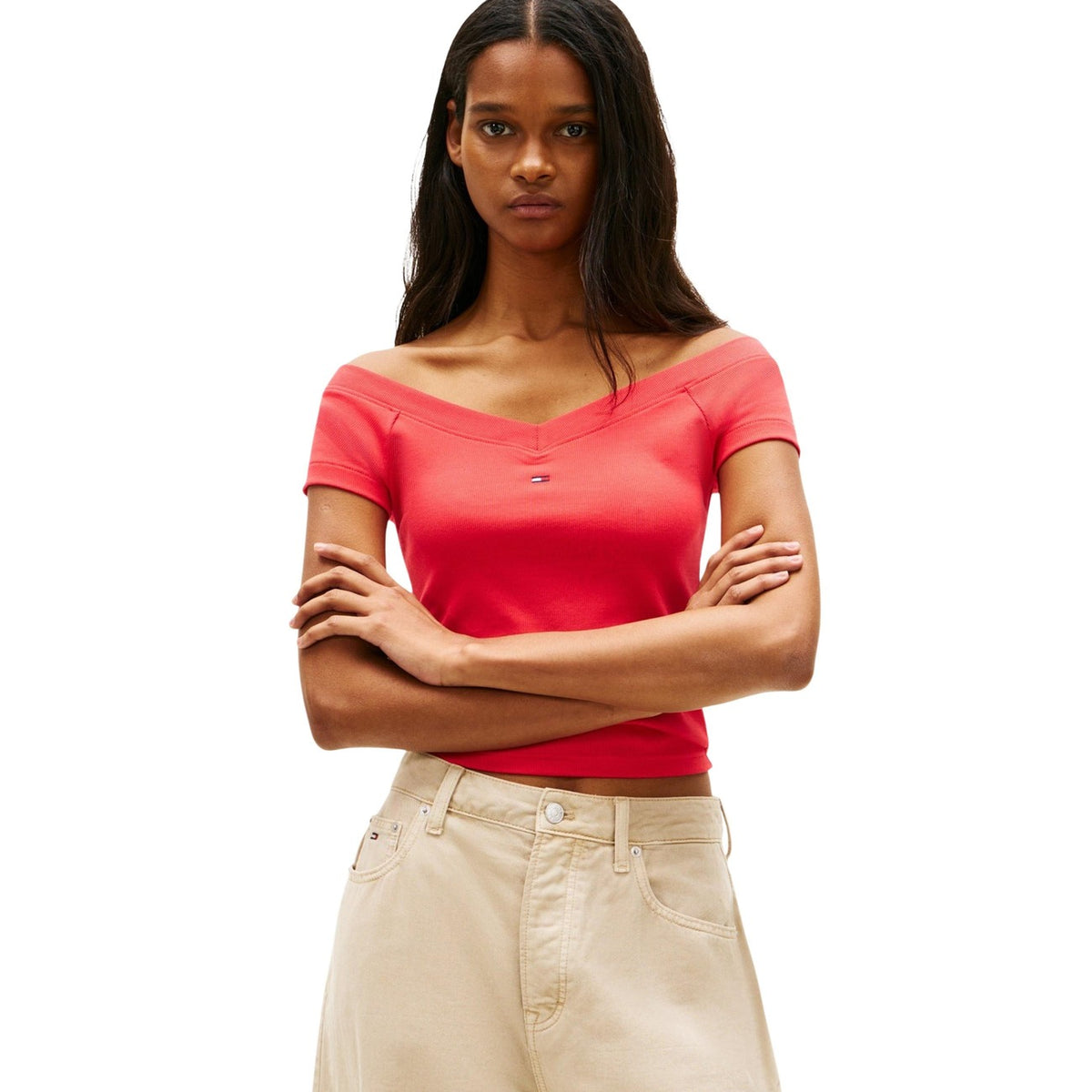 Image 5 : Détail matière et finitions du top beige Tommy Hilfiger Jeans femme — Delvale