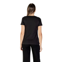 Image 2 : Détail imprimé graphique du t-shirt Armani Exchange femme noir à col rond — delvale