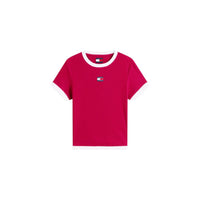 Image 4 : Détail col rond et manches courtes t-shirt blanc Tommy Hilfiger Jeans — delvale