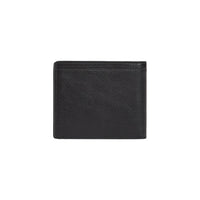 Image 2 : Portefeuille Tommy Hilfiger homme bifold compact noir, détail de la texture cuir grainé — Delvale