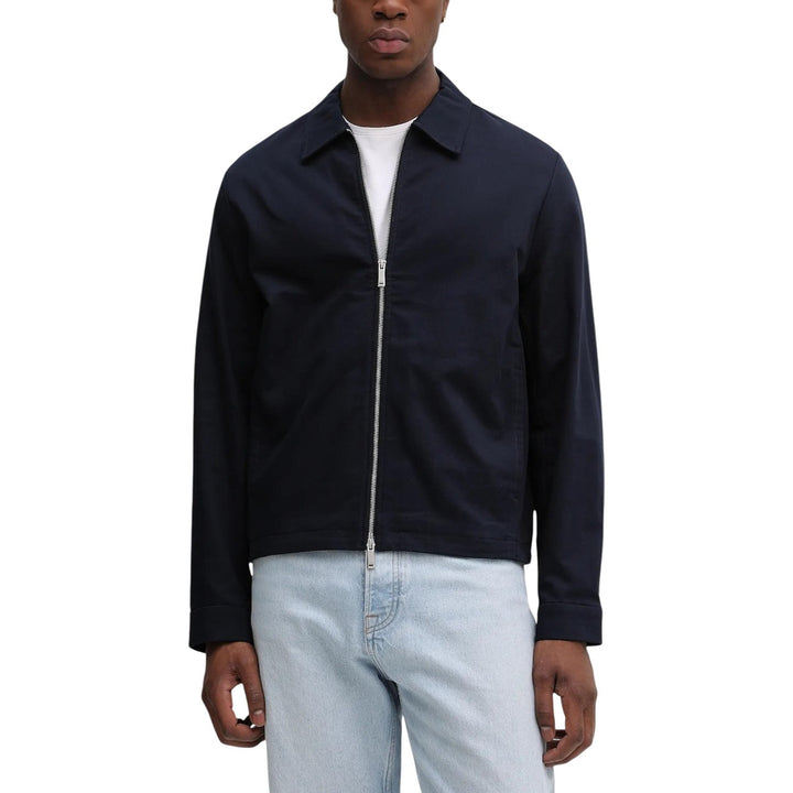 Image 1 : Veste Calvin Klein homme bleue en coton avec fermeture éclair et col rond classique — Delvale