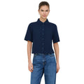 Only Chemise Femme Bleue Manches Courtes Lin Viscose Décontractée