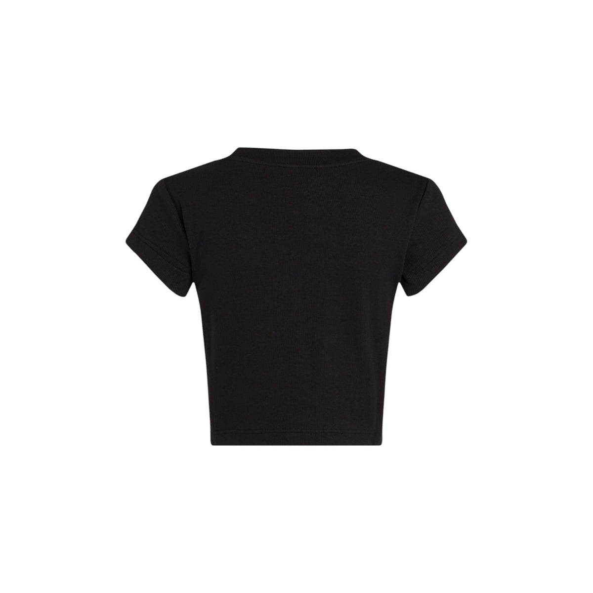 Image 2 : T-shirt femme noir Calvin Klein Jeans, détail col rond et finitions — delvale